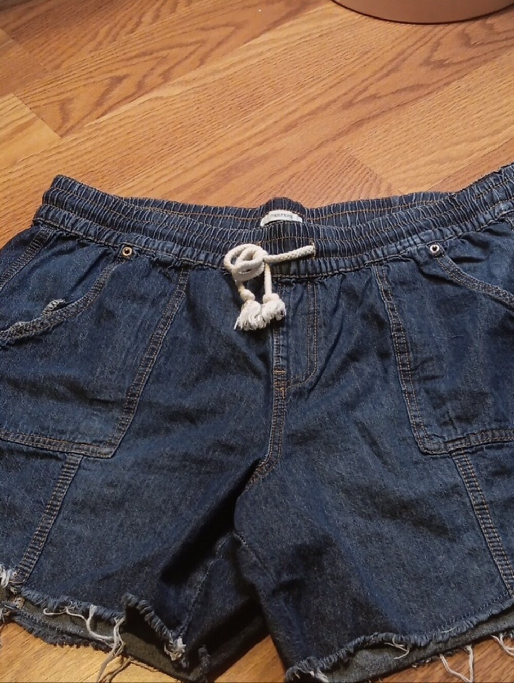 Maurices Dark Blue Denim Drawstring Shorts